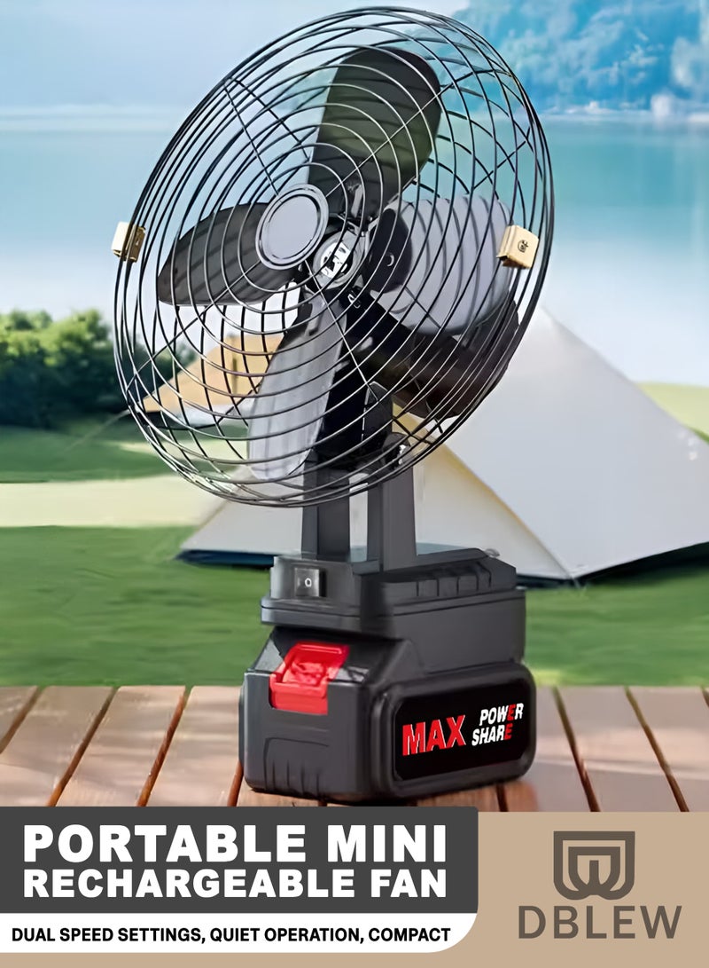 دي بلو مروحة صغيرة محمولة قابلة لإعادة الشحن 48 فولت - مروحة تخييم ببطارية ليثيوم مع محرك بدون فرشاة، إعدادات سرعة مزدوجة، تشغيل هادئ، مروحة طاولة ومكتب صغيرة الحجم للمنزل والمكتب والأنشطة الخارجية والسفر - لون أسود - Image 1