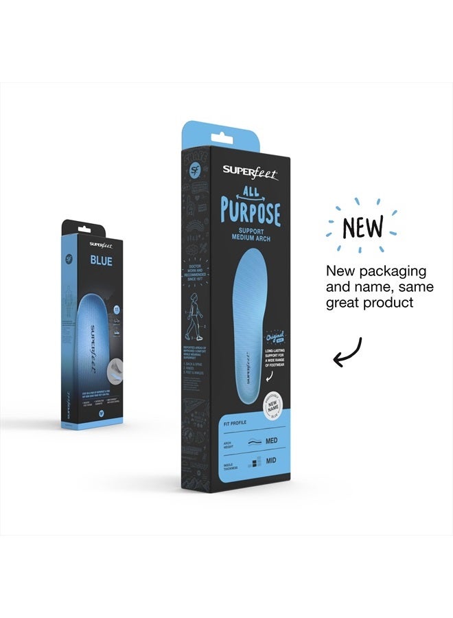 SUPERfeet All-Purpose Support Medium Arch Insoles (Blue) - Trim-To-Fit Orthotic Shoe Inserts - Professional Grade - Men 9.5-11 / Women 10.5-12  - Image 2
