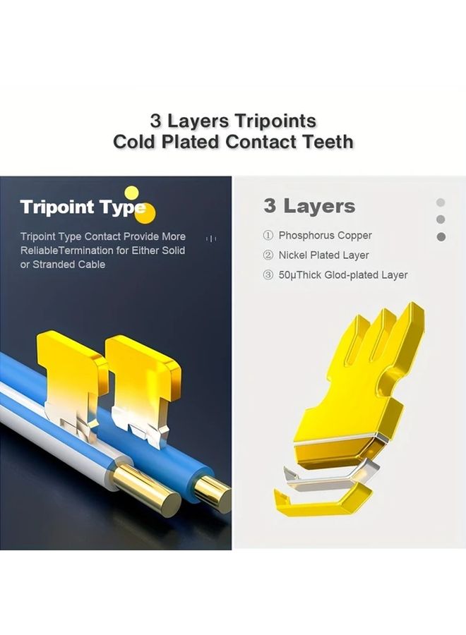 50 قطعة من موصلات RJ45 CAT6 المطلية بالذهب للمرور عبر كابل إيثرنت FTP SFTP - Image 5