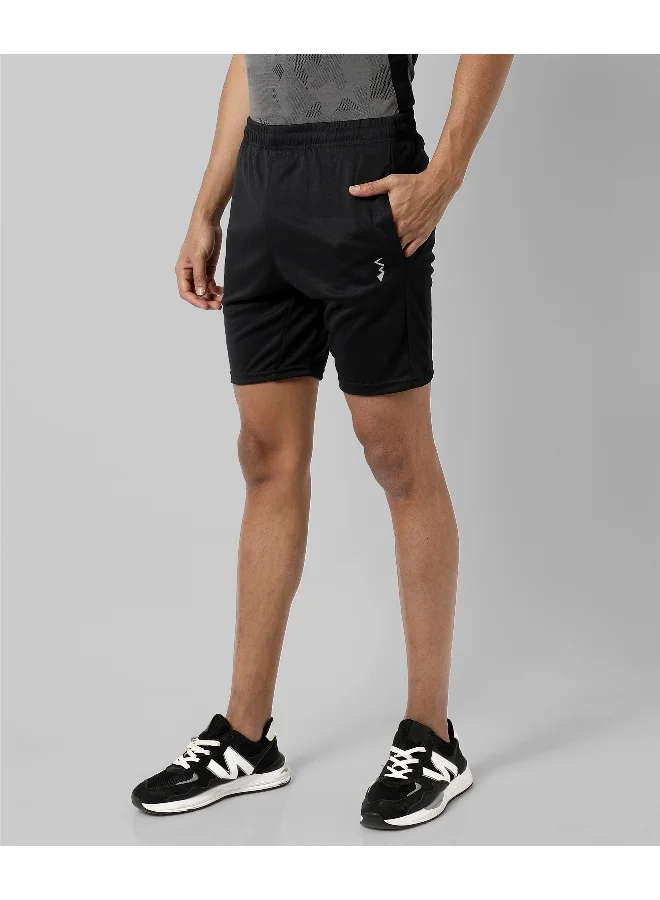 Campus Sutra Men's Solid Black Regular Fit Casual Shorts