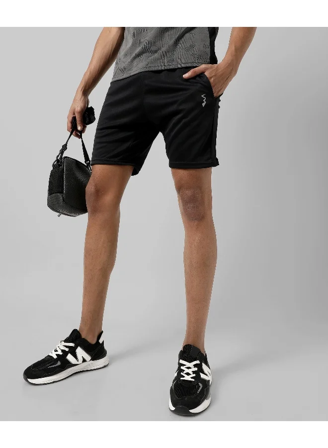 Campus Sutra Men's Solid Black Regular Fit Casual Shorts