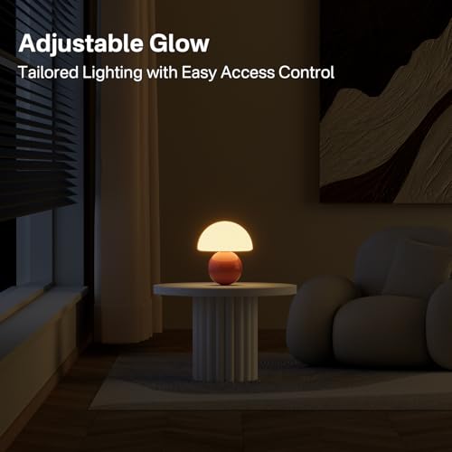 Dawnwake Mushroom Lamp Desk Lamp for Bedroom,Table Bedside Small Lamps for Living Room,Mushroom Decor Cute Mini Modern Mid Century Lamps for Night Stands,Unique Aesthetic Home Living Room Decor(Pink) - Image 5