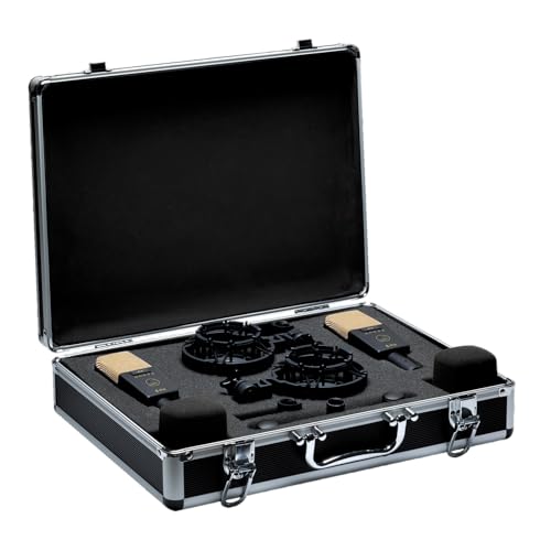 AKG Pro Audio C414 XLII Stereoset Large-Diaphragm, Vocal, Instrument Condenser Microphone, Multipattern, Live Sound or Studio, with Accessories, and Hard Case, Matched Pair. Black and Gold - Image 3