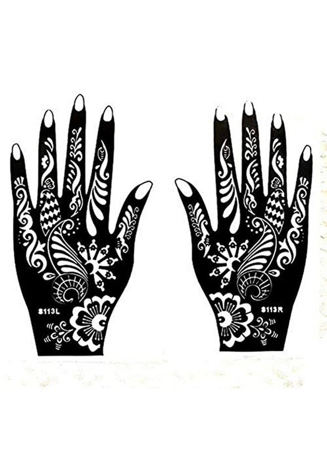 ivana's - Heena Mehandi Tatto Stencil Set For ; Hand ; Body ; Fingure ; Face ; Heena Art Temporary Tatto For Kids Girls & Women Design Niv331 Black M - Image 1