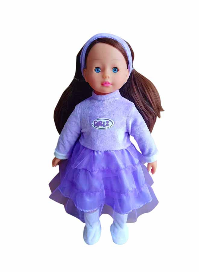 Girlz Fashion Doll 46 Cm, Purple Dress, Straight Black Hair, Suitable Gift For Children And Girls, For Ages 2+ Years Old