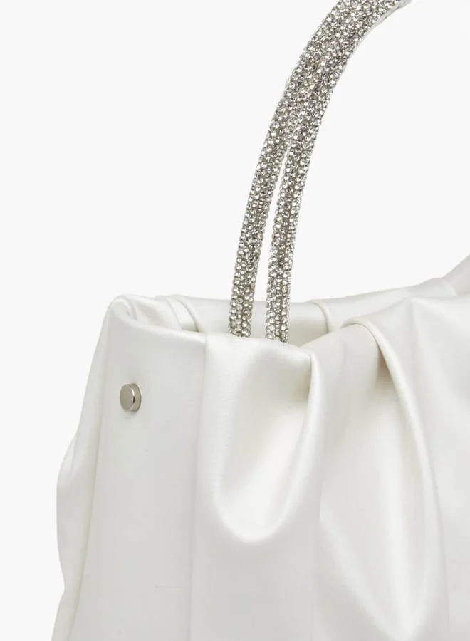 Flora Bella By Shoexpress Women's Logo Detail Tote Bag with Embellished Top Handles