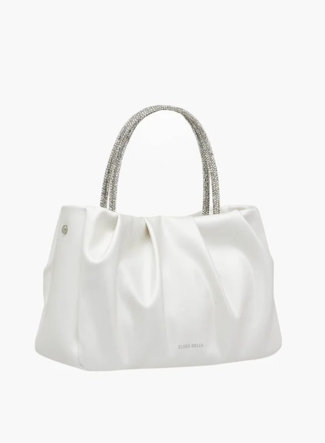 Flora Bella By Shoexpress Women's Logo Detail Tote Bag with Embellished Top Handles
