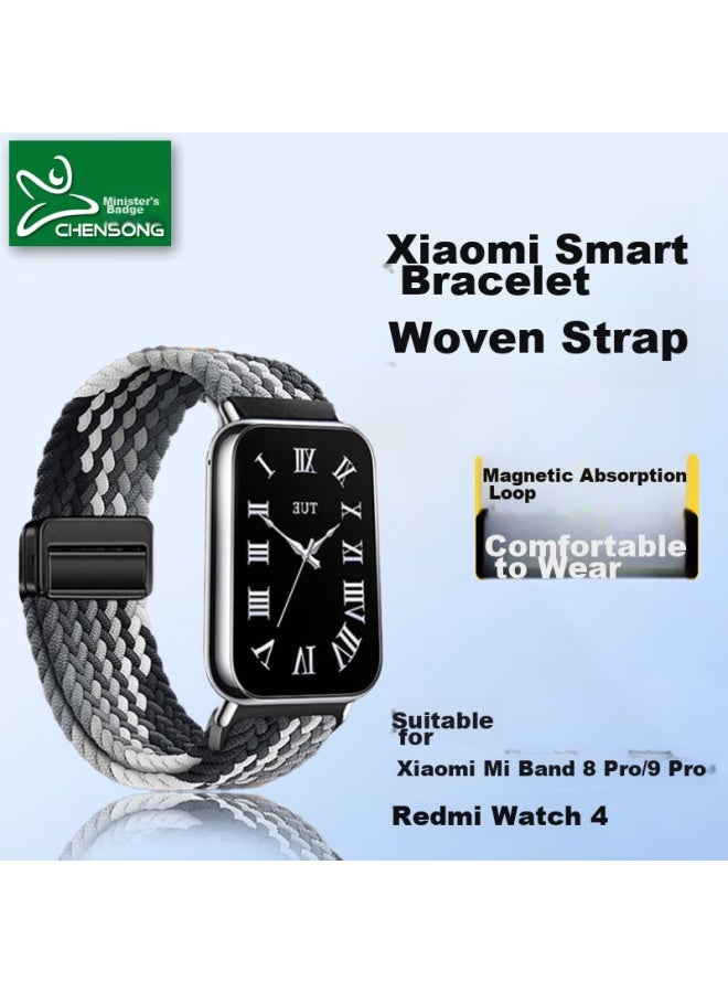 CHENSONG متوافق مع حزام Xiaomi Band 9 Pro/8 Pro، حزام Redmi Watch 4، مشبك مغناطيسي مضفر، استبدال Redmi Watch 5 Esim، أسود وبني - Image 1