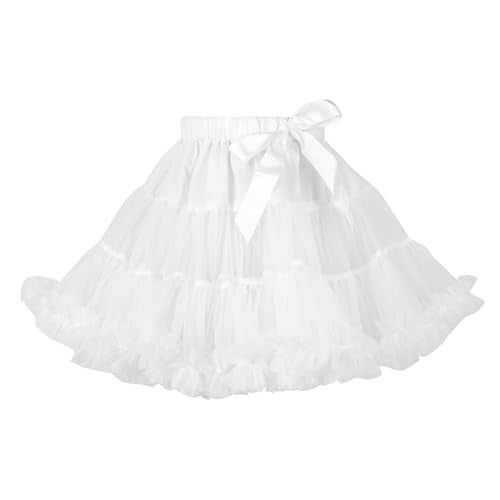 Luwint Girls Tutu Skirt, Puffy Mesh Vintage Short Skirt Petticoat for Kids 4-6 6-8 Years (White) - Image 2