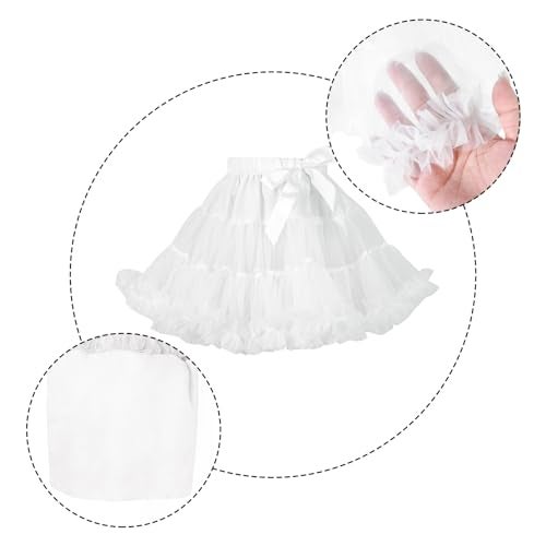Luwint Girls Tutu Skirt, Puffy Mesh Vintage Short Skirt Petticoat for Kids 4-6 6-8 Years (White) - Image 5