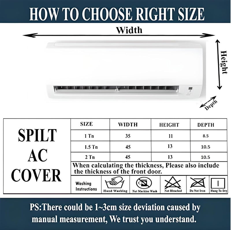 Da Anushi Polyester Split Ac Cover Indoor Unit For 1 Ton Capacity Ac, All Weather Cover/Attractive Digital Prints/Dustproof/Water Resistant Split Ac Cover (Black) - Image 4
