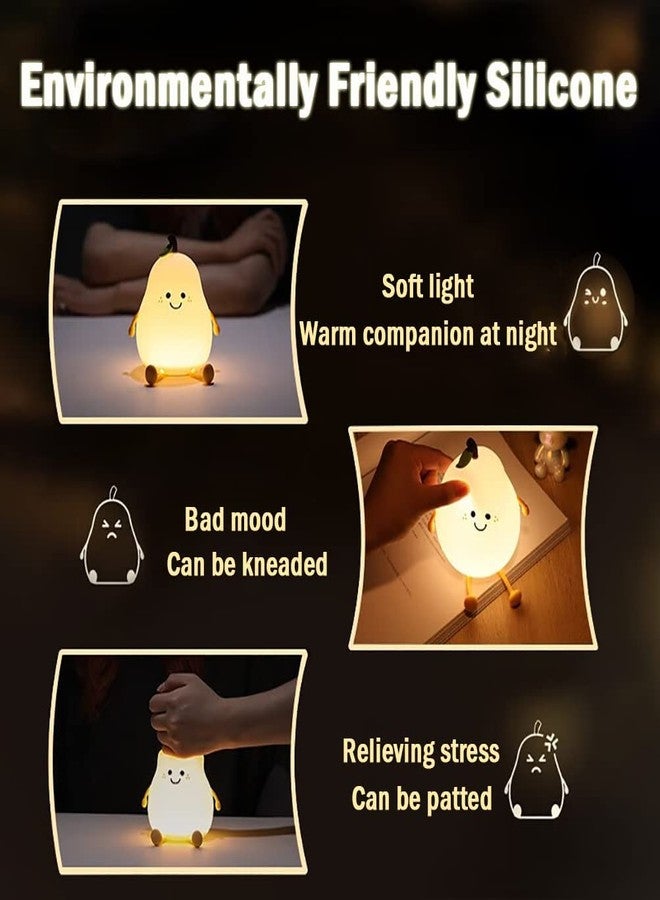 KMJSA Rechargeable Silicone Pear Night Lamp – Touch-Control Color-Changing LED Light (7color) for Kids' Bedroom Decor and Ideal Baby Gift (Multicolor) - Image 2