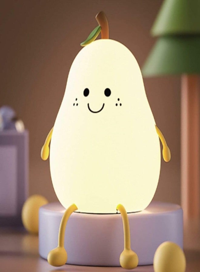 KMJSA Rechargeable Silicone Pear Night Lamp – Touch-Control Color-Changing LED Light (7color) for Kids' Bedroom Decor and Ideal Baby Gift (Multicolor) - Image 1