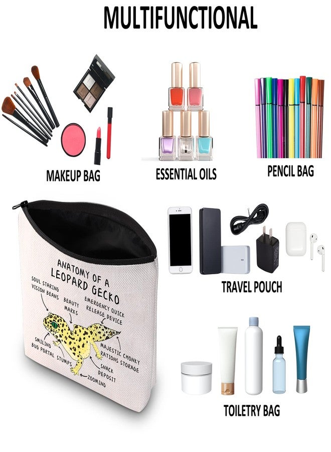 G2TUP Leopard Gecko Lover Gift Anatomy Of A Leopard Gecko Makeup Bag (White) - Image 5