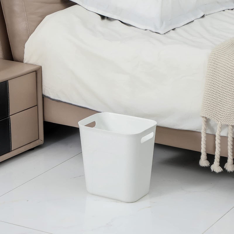 UUJOLY Plastic Small Trash Can Wastebasket, Garbage Container Basket for Bathrooms, Laundry Room, Kitchens, Offices, Kids Rooms, Dorms, 3.5 Gallon, White - Image 2