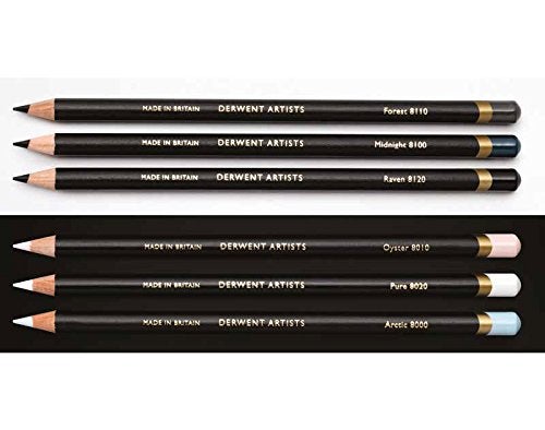 DERWENT Artist's Pencils 6 Black & White Tin with Pencil Sharpener - Image 3