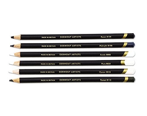 DERWENT Artist's Pencils 6 Black & White Tin with Pencil Sharpener - Image 4