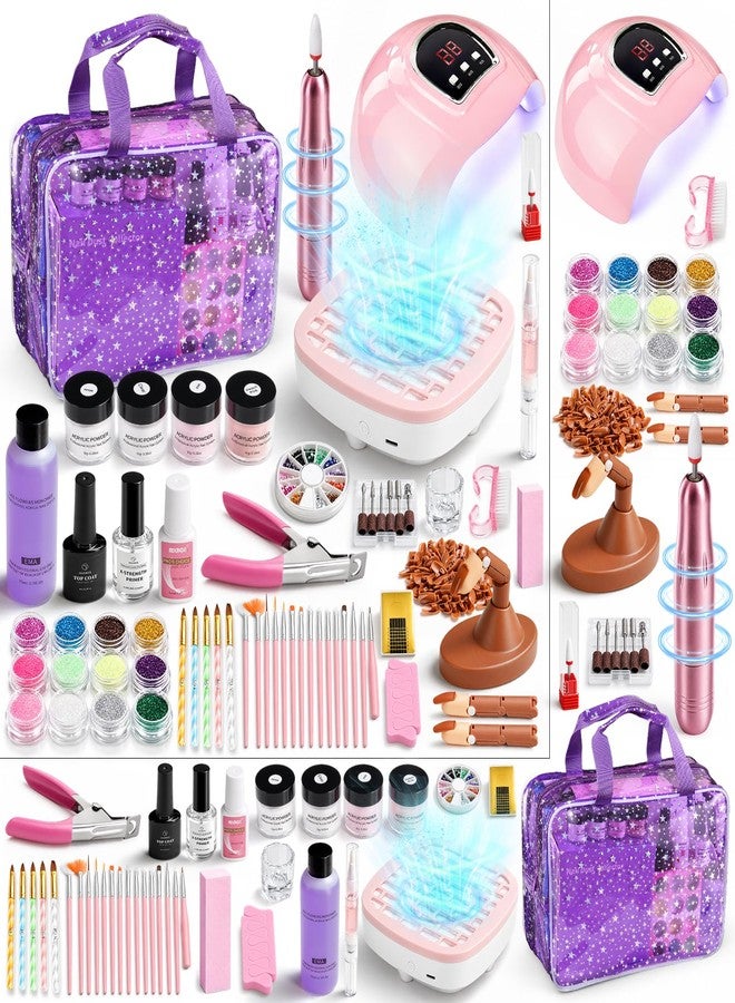 Wilfniee Nail Kit for Beginners with Everything：Complete Acrylic Nail Starter Kit with UV Nail Lamp, Nail Drill, Dust collector, Nail Practice Kit with Practice Finger, Powder in Gift Bag for Home - Image 1