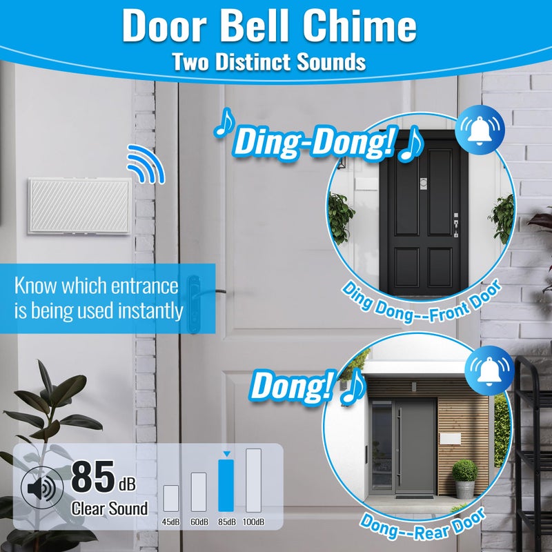 Saillong Wired Doorbell Chime, 16V 10VA Front and Rear Door Chime for Home Wall Inside, Compatible with Doorbell Botton and Transformer, Two Loud Sounds(Delicate Style) - Image 2