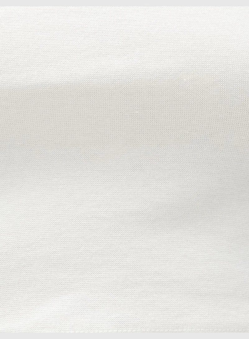 كوتون Cotton Fishnet Detail Halter Neck Crop Tank Top