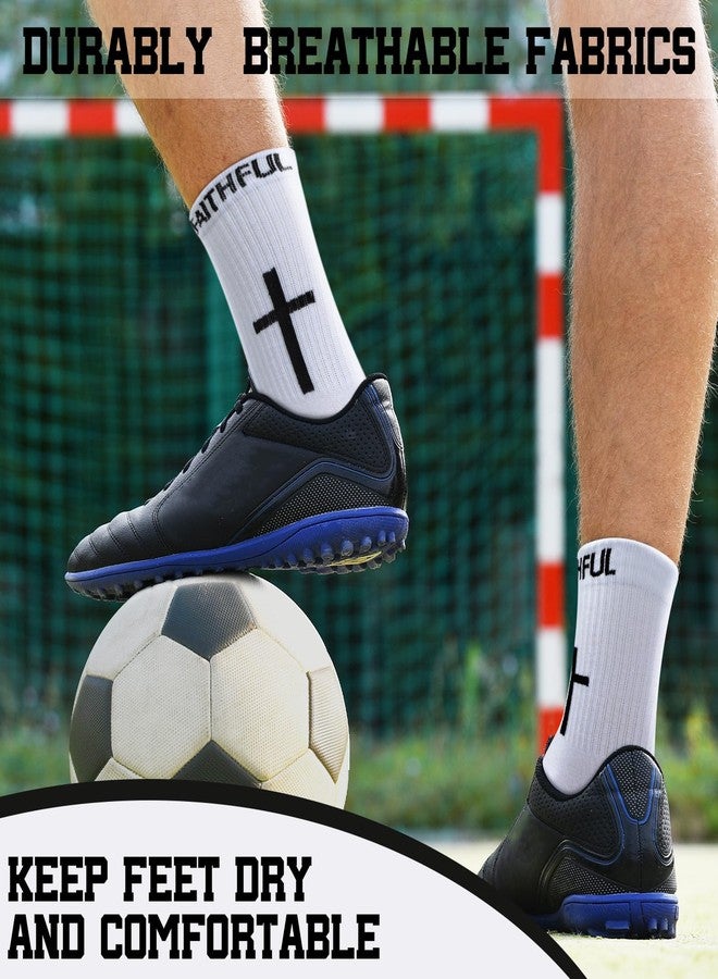 Glitopper 6 Pairs Grip Soccer Socks for US 6-13 Anti Slip Sock Gift for Men Youth Women Sport(Dark Grey and White Gray,Faithful) - Image 4