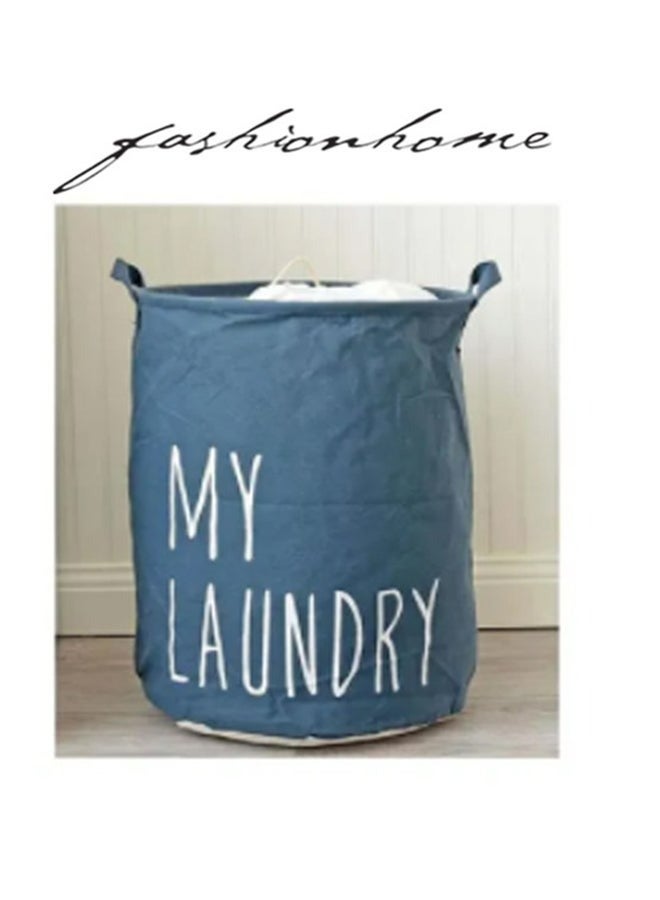 RollsTimi  Creative Multifunctional Storage Bucket Laundry Basket Blue 15.7x19.7inch - Image 2