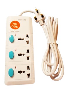 HG Extension Bar with 3 sockets 3m Wire, 2500W 3 Universal Outlets with 3 Individual Switch and 3 Power Indicator 3 Way Extension Cord Board, Electric Extension Power Strip 250V/ 50/60Hz Long Length  - Image 1