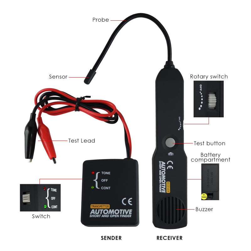 GAIN EXPRESS Automotive Electrical Open&Short Finder Circuit Tester Circuit Finder Detector Tone Generator Cable Wire Breaker Tracker Circuit Fault Finder DC 6-42V Car Diagnostic Tool - Image 3