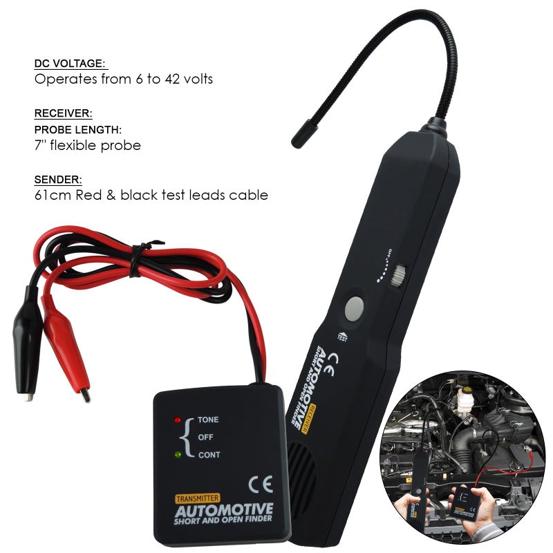 GAIN EXPRESS Automotive Electrical Open&Short Finder Circuit Tester Circuit Finder Detector Tone Generator Cable Wire Breaker Tracker Circuit Fault Finder DC 6-42V Car Diagnostic Tool - Image 5
