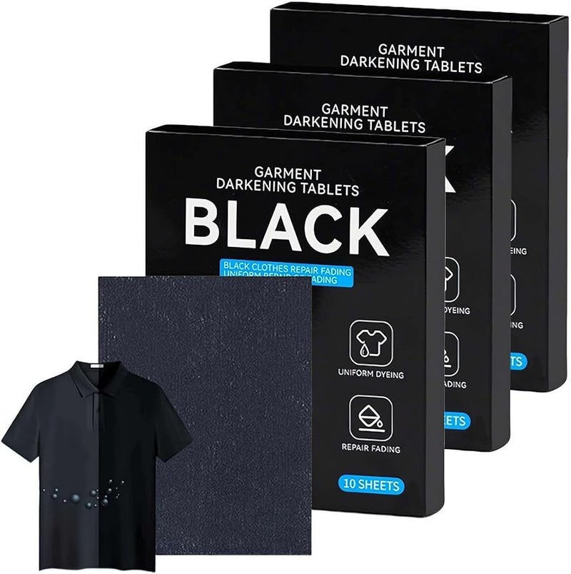 أوراق تغميق الغسيل الأسود 3 قطع منشط لون القماش للملابس السوداء - Image 1