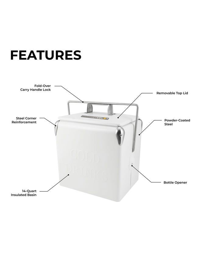 Permasteel PS-A205-14QT-WT مبرد نزهة محمول، أبيض - Image 3