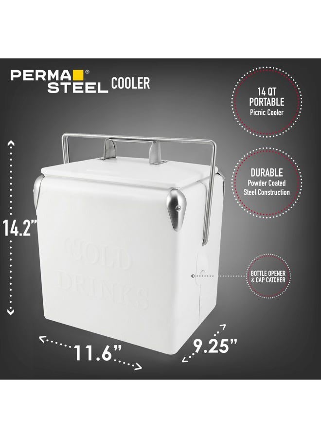Permasteel PS-A205-14QT-WT مبرد نزهة محمول، أبيض - Image 5