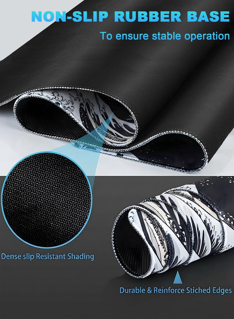 مساحة باردة وسادة ماوس للألعاب، مقاس 800 × 300 × 30 مم، وسادة ماوس كبيرة ممتدة للمكتب، وسادة ماوس كبيرة بخطوط ثلاثية الأبعاد، وسادات لوحة مفاتيح طويلة XXL مقاومة للماء بحواف مخيطة، وسادات ماوس كبيرة مانعة للانزلاق للألعاب والمكتب والمنزل - Image 4