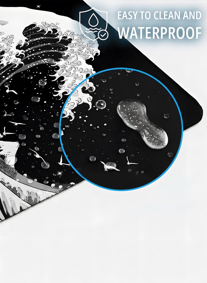 مساحة باردة وسادة ماوس للألعاب، مقاس 800 × 300 × 30 مم، وسادة ماوس كبيرة ممتدة للمكتب، وسادة ماوس كبيرة بخطوط ثلاثية الأبعاد، وسادات لوحة مفاتيح طويلة XXL مقاومة للماء بحواف مخيطة، وسادات ماوس كبيرة مانعة للانزلاق للألعاب والمكتب والمنزل - Image 5