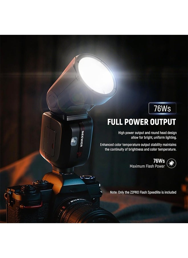 Neewer NEEWER Z2PRO-N 2.4G TTL Round Head Flash Speedlite Compatible with Nikon, Wireless Compatible with Godox, 76Ws 1/8000s HSS, Upgraded UI, TTL/M TCM Switch, 7.2V/3000mAh Battery, 600 Full Power Flash  - Image 2