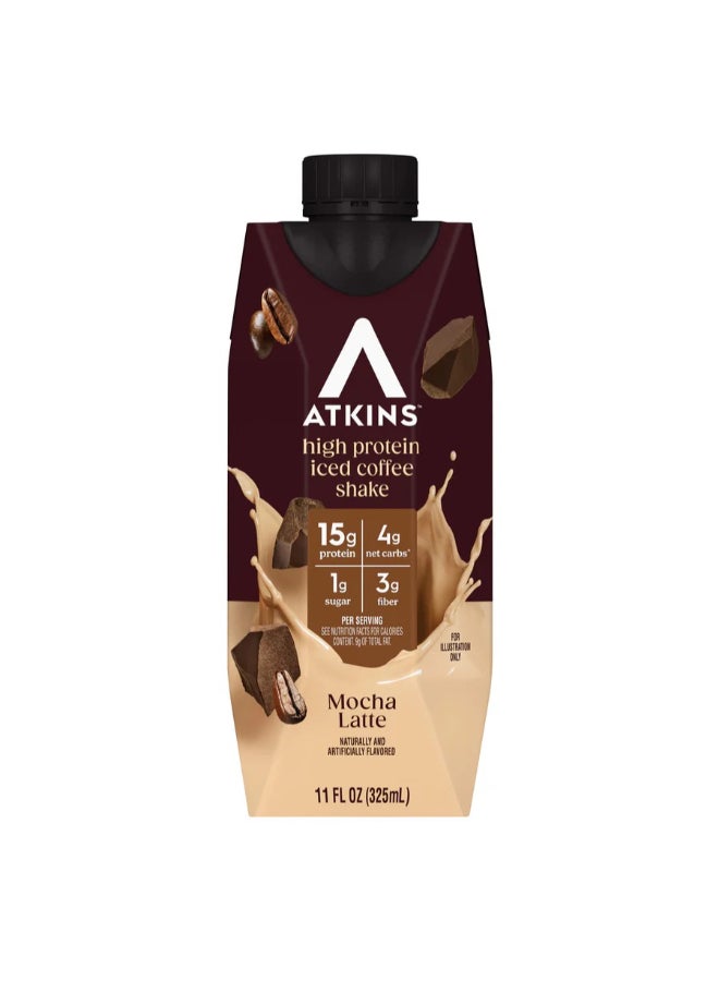 Atkins Mocha Latte Iced Coffee Flavored Protein Shake, High Protein, Low Glycemic, Low Carb and Low Sugar Shakes, Keto-Friendly, 12 Pack - Image 2