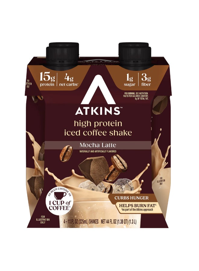 Atkins Mocha Latte Iced Coffee Flavored Protein Shake, High Protein, Low Glycemic, Low Carb and Low Sugar Shakes, Keto-Friendly, 12 Pack - Image 1