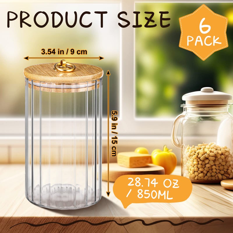 Rtteri 6 Pcs Glass Storage with Airtight Lids 30oz Cookie Storage Jars Decorative Coffee Bar Container Food Glass Canisters and Metal Ring for Xmas Winter Party Supply - Image 2
