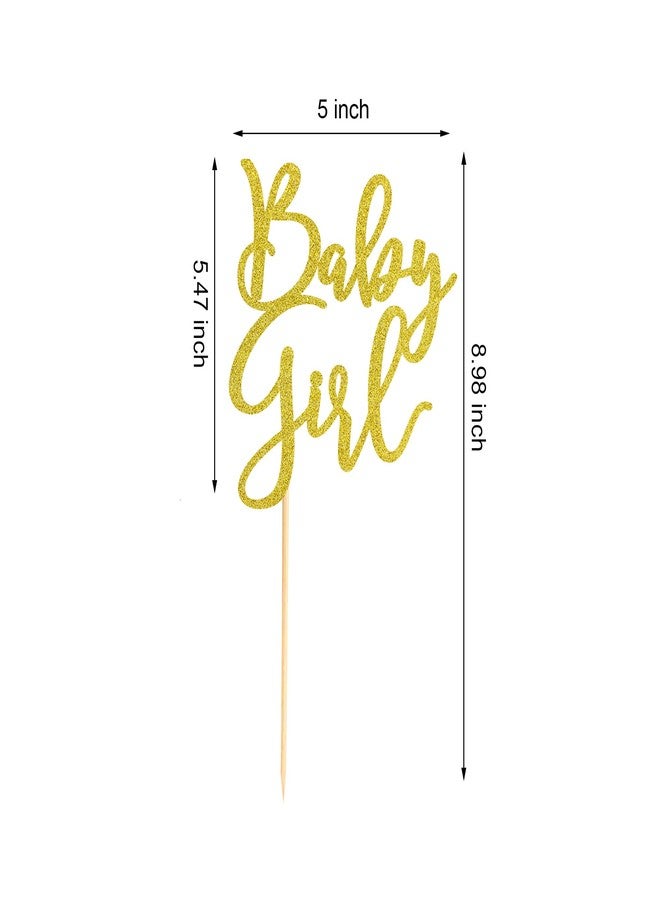 Arthsdite Baby Girl Cake Topper for Baby Shower or Newborn Cake Picks, Gender Reveal Party Decorations- Gold Glitter - Image 2