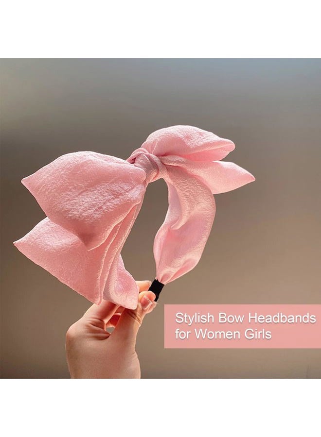 AEGYPIUS Hairband, Large Knotted Bow Headbands for Women, Wide Turban Headband with Bow, Pink, Stylish Hair Accessories for Women and Girls Choice, Versatile for Any Occasion - Image 4