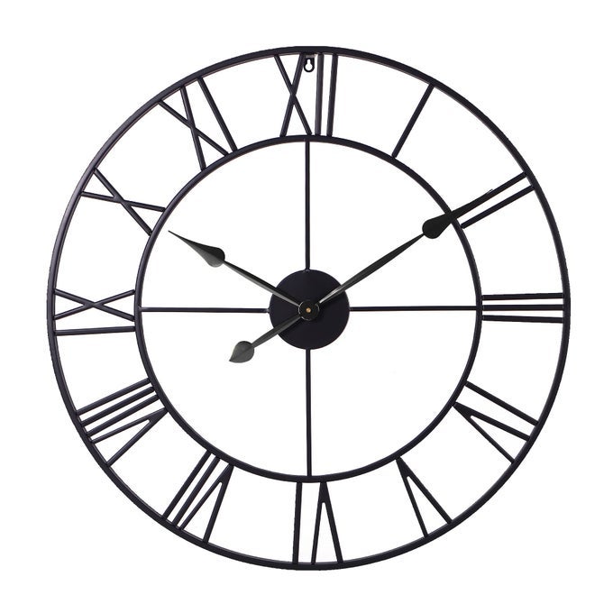 LARGE 30 INCH WALL CLOCKS FOR MODERN LIVING ROOM DECORBLACK METAL ROMAN NUMERAL WALL CLOCK DECORATIVE FOR DINNING ROOMHOME OFFICE