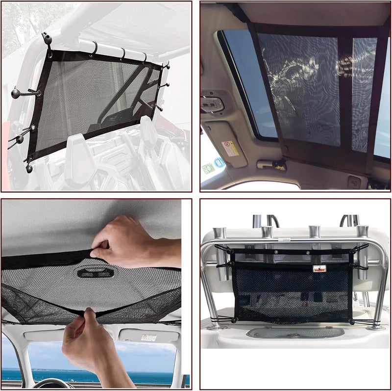 SUNOOM Upgrade Boat Storage Bag,Mesh Suspended Storage Organizer, Cargo Net Pocket Organizer Pouch Bag,Boat,Truck SUV Travel Long Road Trip Camping Interior Accessories with 6 pcs Elastic Ring (16 INCH) - Image 5
