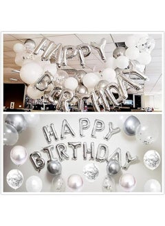Silver Birthday Party Decoration Happy Birthday Balloons