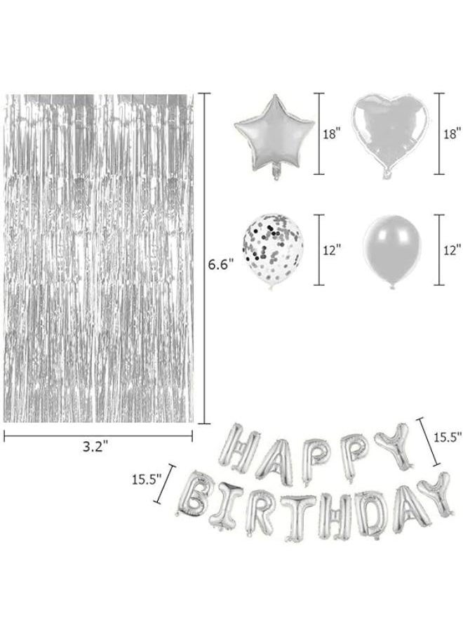 Generic - Silver Birthday Party Decoration Happy Birthday Balloons - Image 1