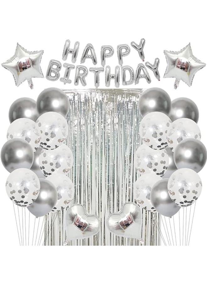 Generic - Silver Birthday Party Decoration Happy Birthday Balloons - Image 1