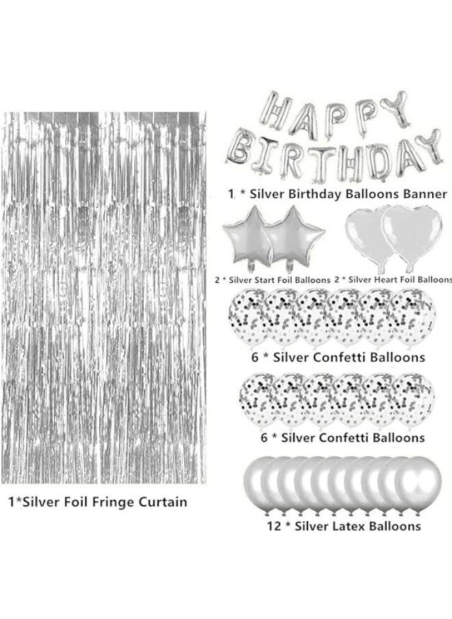 Generic - Silver Birthday Party Decoration Happy Birthday Balloons - Image 1