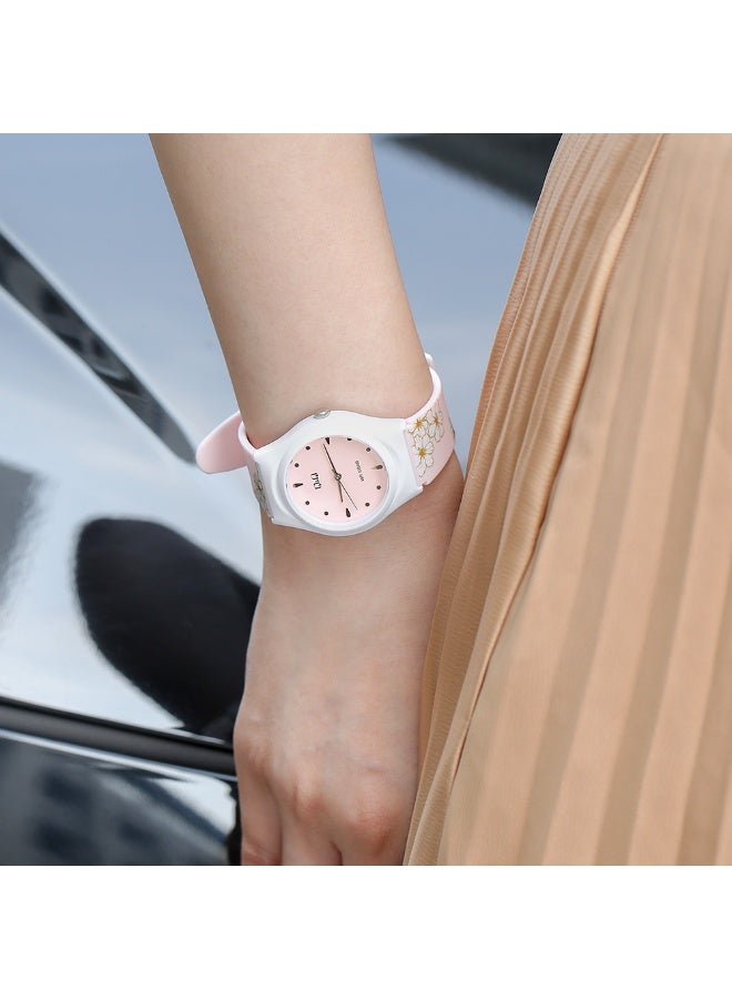 Q&Q Ladies Analog Watch V10A-001VY with Floral Strap, Pink Dial - Image 3