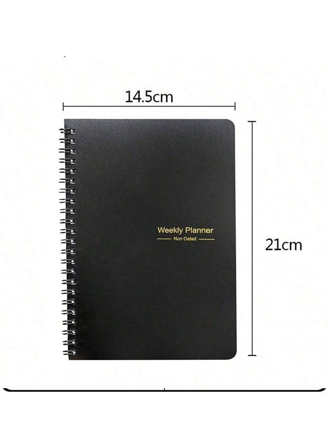 Generic Undated Weekly Planner, Weekly Goals Notebook, A5 To Do List Planner, Habit Tracker Journal with Spiral Binding, 21x14.5cm, Black  - Image 2