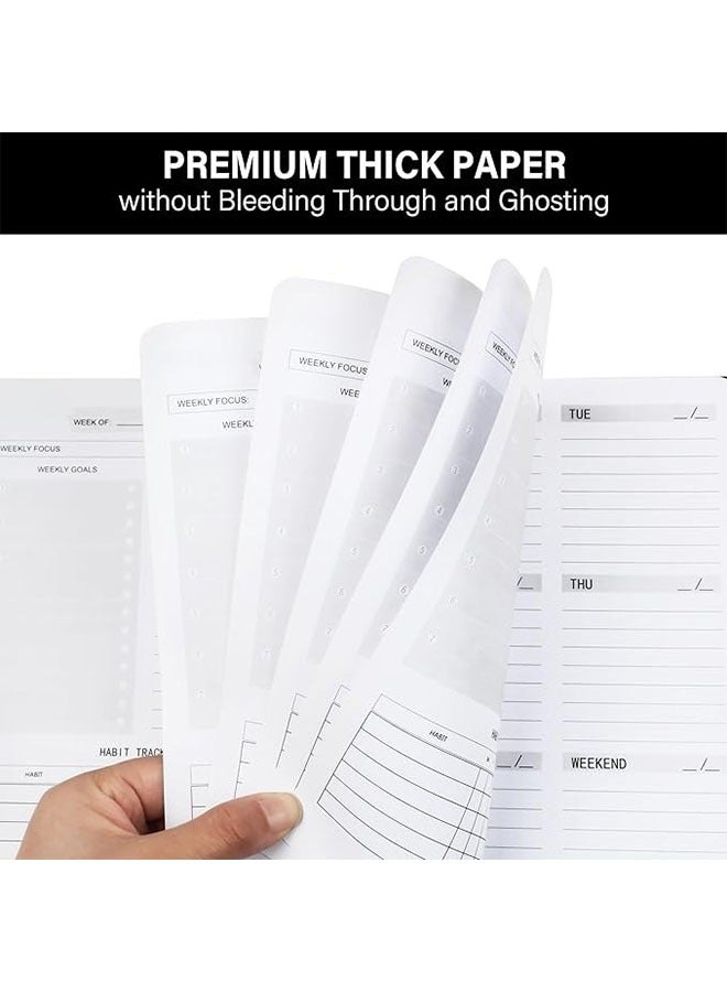 Generic Undated Weekly Planner, Weekly Goals Notebook, A5 To Do List Planner, Habit Tracker Journal with Spiral Binding, 21x14.5cm, Black  - Image 3