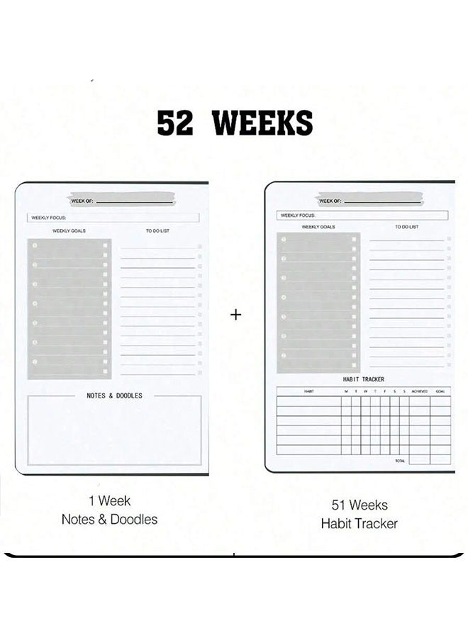 Generic Undated Weekly Planner, Weekly Goals Notebook, A5 To Do List Planner, Habit Tracker Journal with Spiral Binding, 21x14.5cm, Black  - Image 4